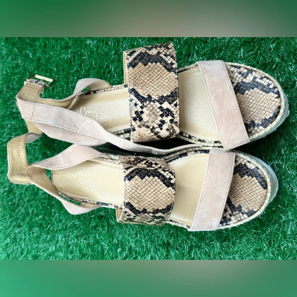 Crown vintage ladies‎ Snake Print platform sandals
